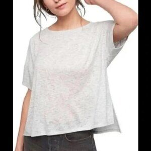 Anthropologie Akemi + Kin Grey White Striped Boxy Short Sleeve Top